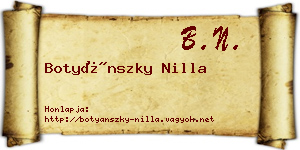 Botyánszky Nilla névjegykártya